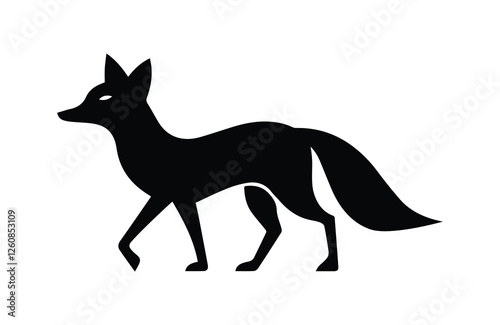 Fox walking silhouette icon vector on white background
