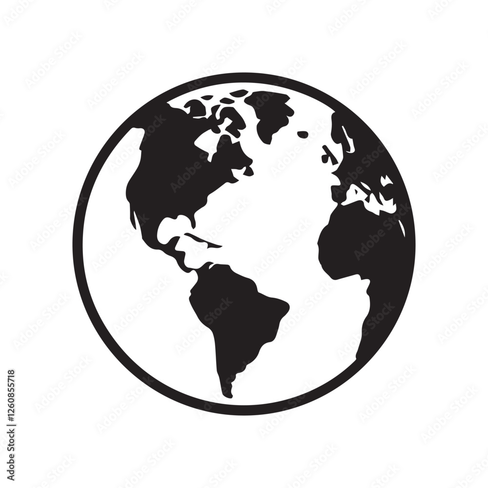 Globe icon. Black globe icon on white background. Vector illustration Globe icon. Black globe icon on white background. Vector illustration