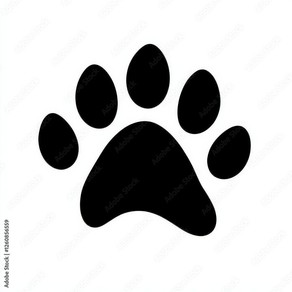 This is a close up image showing a paw print on a white background This is a close up image showing a paw print on a white background