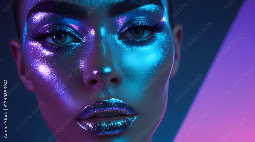High-Tech Cybernetic Makeup Look with Metallic Details High-Tech Cybernetic Makeup Look with Metallic Details