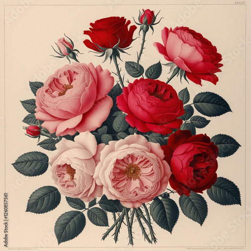 seamless pattern with red rose