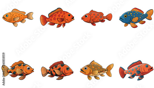 Astronotus ocellatus fish vector art design on white background