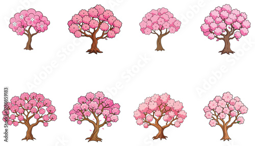 Cherry blossom tree vector art design on white background