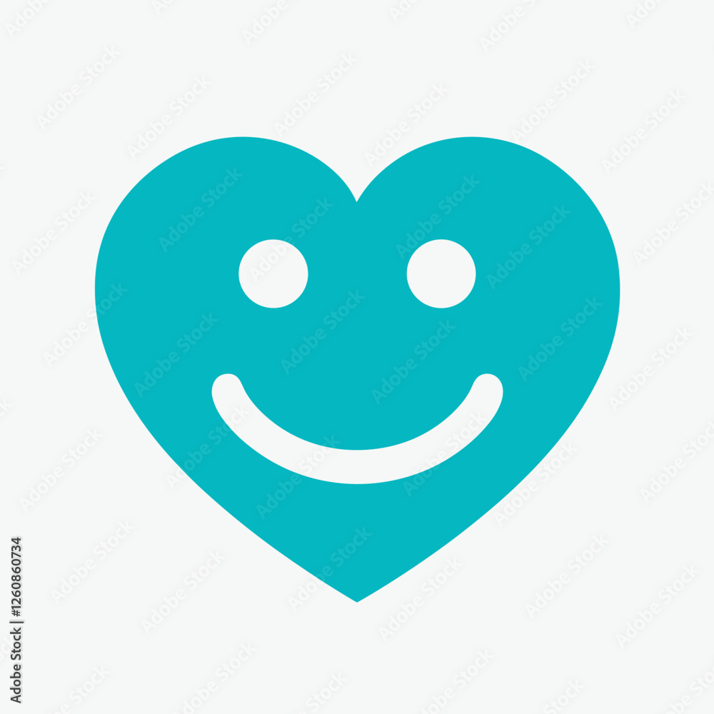 Smiling heart symbol representing happiness and love. Smiling heart symbol representing happiness and love.