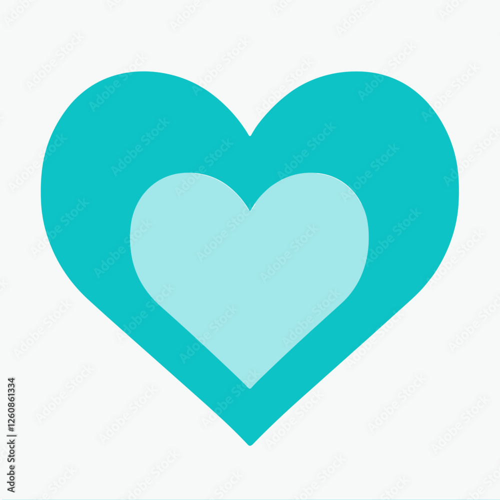 Layered blue heart icon on white background Layered blue heart icon on white background