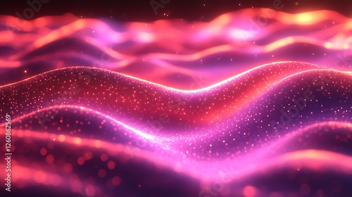 Abstract Pink and Orange Glittering Waves