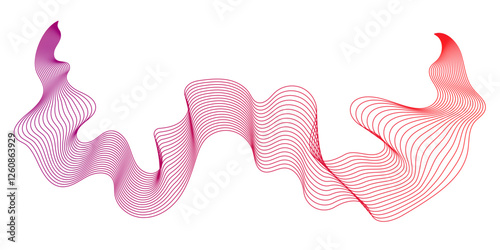 Abstract backdrop with red wave gradient lines on white background. Modern technology background, wave design. Vector illustration.