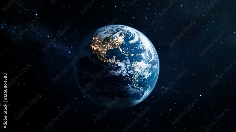 Fototapeta premium The earth is seen in space. Planets and the earth grid. Space coverage of the internet technology. The planet is observed lifestyle from space.