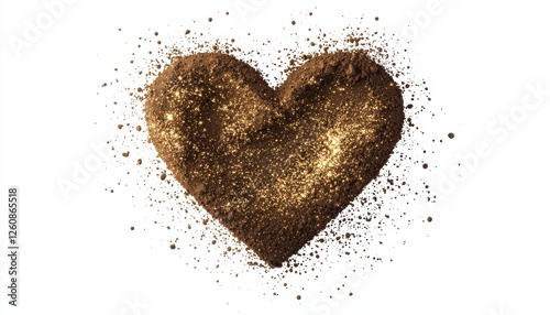 a heart made of glowing fairy dust and sparkles, magical love concept, isolated on white background