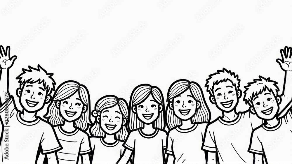 Happy Diverse Group of Friends Cartoon Illustration. Happy Diverse Group of Friends Cartoon Illustration.