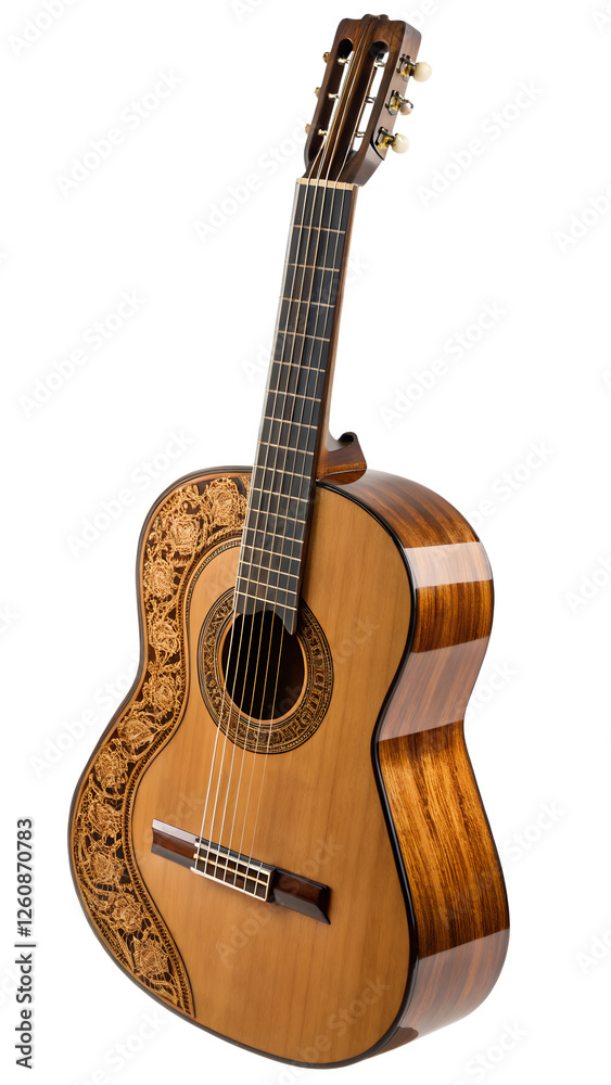 Obraz premium Sleek Classical Acoustic Guitar Musical Inspiration On Transparent Background