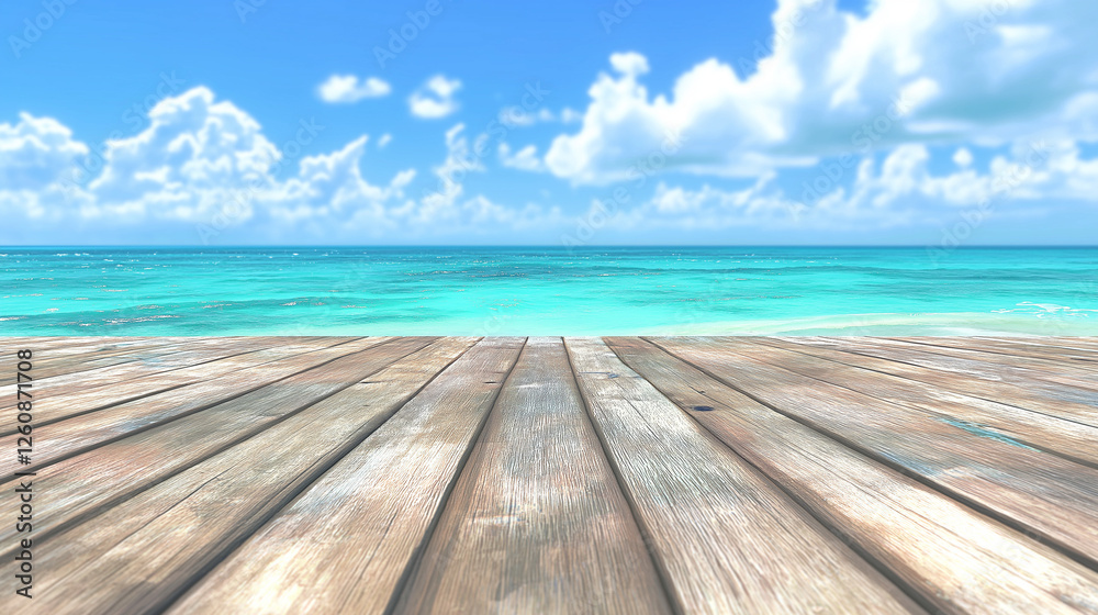 A panoramic view of a serene ocean from a weathered wooden deck invites a sense of calmness and relaxation, embodying the essence of a perfect getaway. A panoramic view of a serene ocean from a weathered wooden deck invites a sense of calmness and relaxation, embodying the essence of a perfect getaway.