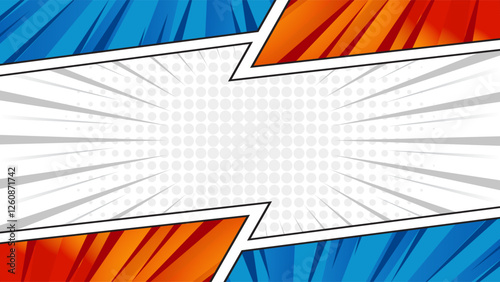 Pop art comic book cartoon magazine cover. Cute cartoon retro strip pattern. Vector halftone illustration. Vintage background for comic superhero text, speech bubble, message.