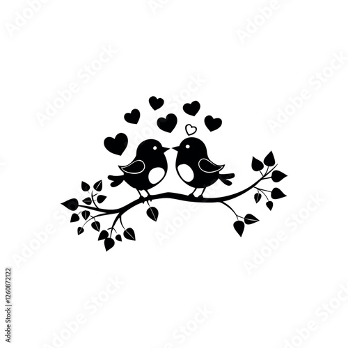 Black Silhouette Valentin's day love bird vector