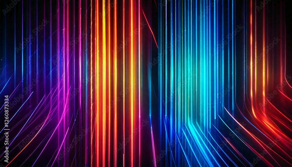Fototapeta premium Futuristic Neon Gaming Stripes Glowing in Rainbow Colors for Tech-Themed Mobile Wallpaper