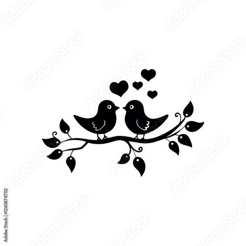 Black Silhouette Valentin's day love bird vector