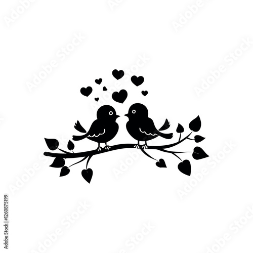 Black Silhouette Valentin's day love bird vector