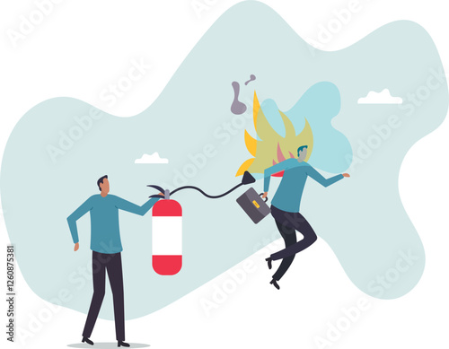 Mentorship or support to help employee burnout, fatigue or overworked, people management or brain cool down to reduce anxiety .business concept.flat character.