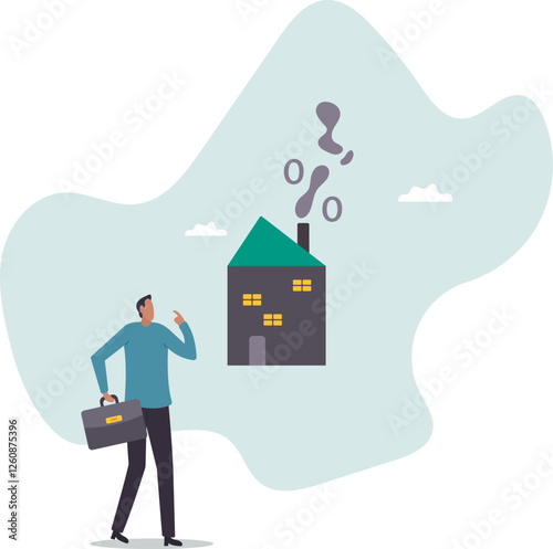 Real estate and housing mortgage rates, interest rate for house loan or renting,business concept.flat character.