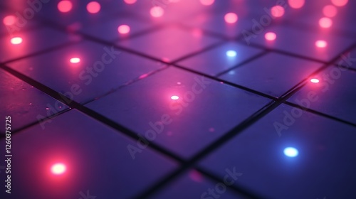 Abstract Grid Pattern With Pink And Blue Lights