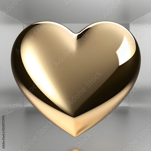 3D Gold Heart  JPG | Shining Golden Heart Transparent