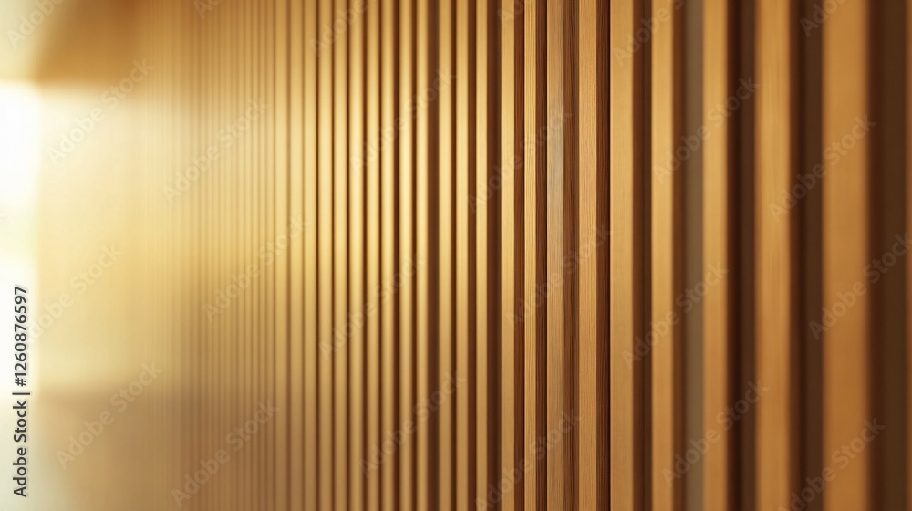 Fototapeta premium Golden Wooden Slats Create a Warm Interior Design