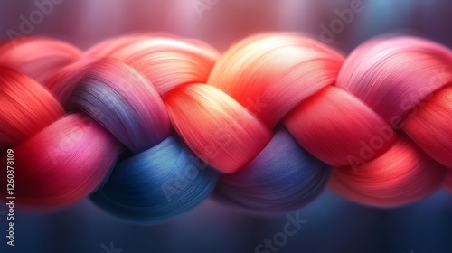 Abstract braided strands of vibrant red and blue hues
