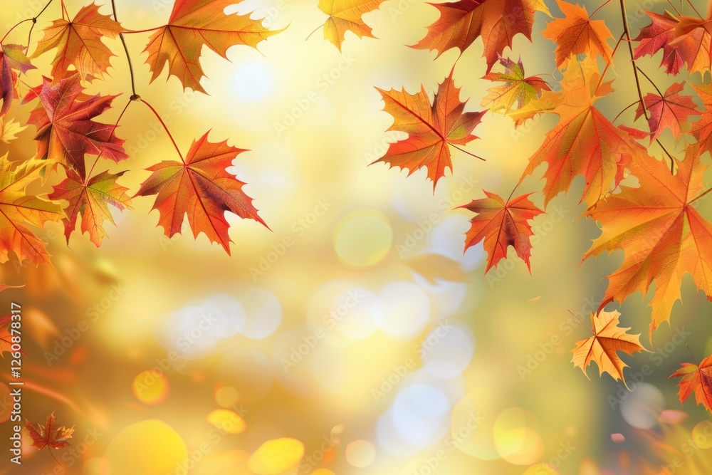 Orange fall leaves in park, autumn natural background. Neural network ai generated Orange fall leaves in park, autumn natural background. Neural network ai generated