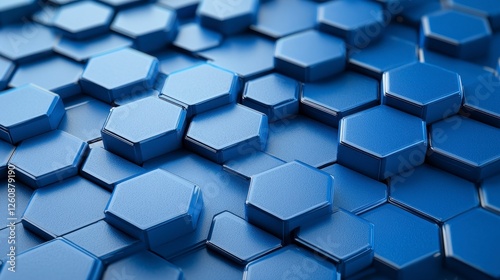 Abstract Blue Hexagon Geometric Pattern
