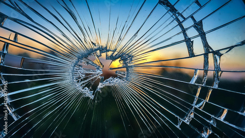 Destroyed Window Glass: Shattered and Broken Pane