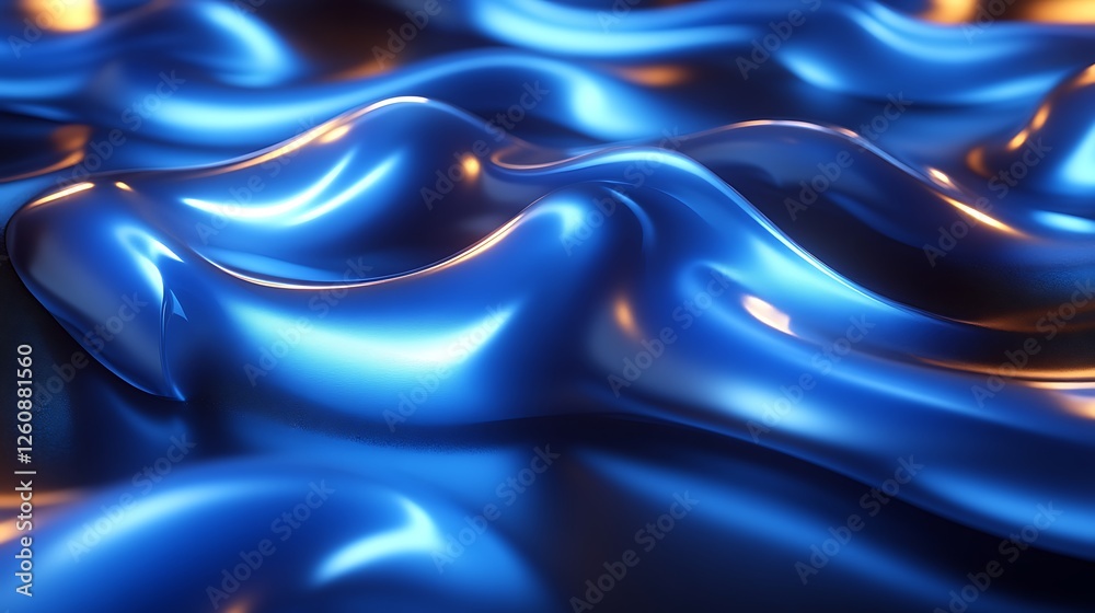 Obraz premium Abstract Blue Liquid Surface Swirling Waves