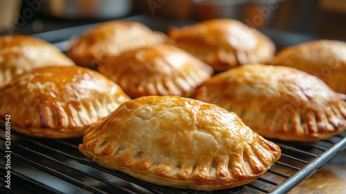 Crumbly shortcrust mini beef, potato and swede pasties photo