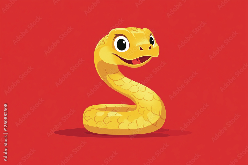 Fototapeta premium Chinese zodiac snake symbol in a modern and playful art style. 