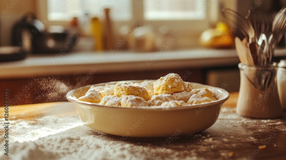 Fototapeta premium Fresh Homemade Biscuits In Baking Dish