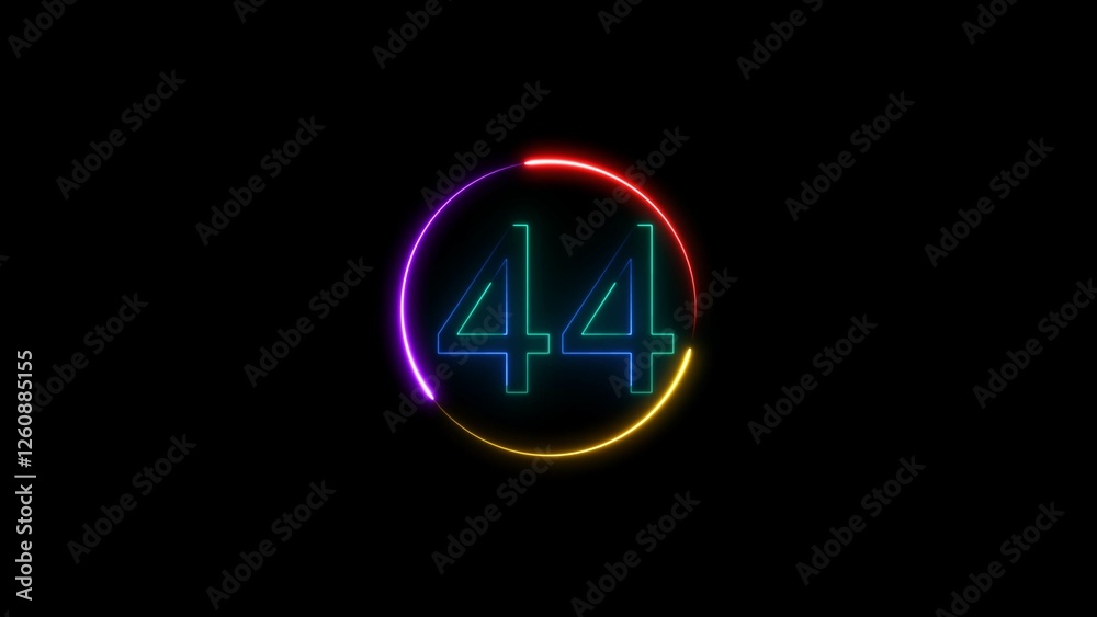 A circular illustration, and glowing neon 44 number illustration . on a black background.and creating a illustration stunning . A circular illustration, and glowing neon 44 number illustration . on a black background.and creating a illustration stunning .