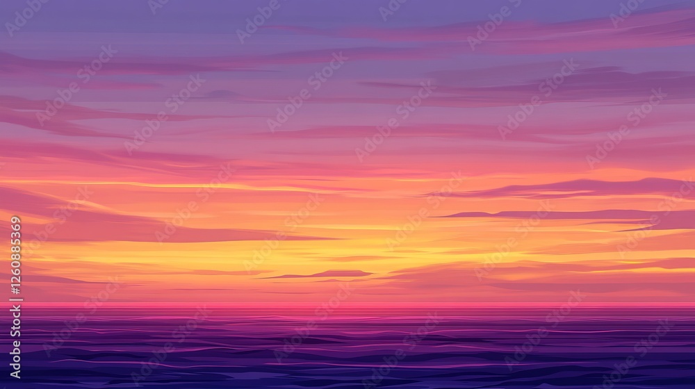 Fototapeta premium Vibrant Sunset Over Calm Ocean Waters