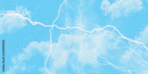 Blue lightning strike during an electrical storm. Lightning on the sky with stormy clouds. Cloudy, with a no-nonsense blue Rabbitohs. Thunderstorm and blue cloudy sky. Changing conditions. 
