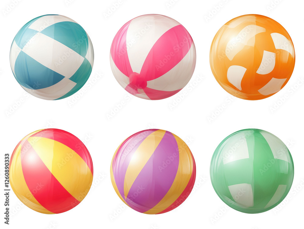 Set of Colorful beach ball isolated on white background. Set of Colorful beach ball isolated on white background.