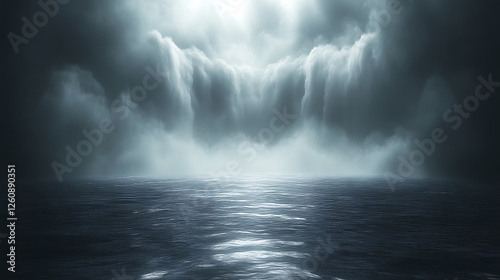 Dark Clouds Over a Calm Ocean Surface