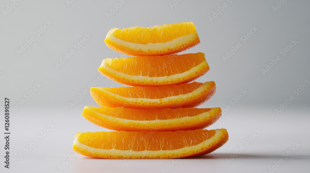 Fresh orange slices stacked in pyramid shape, showcasing vibrant color and juicy texture. Perfect for healthy snacks or culinary presentations Fresh orange slices stacked in pyramid shape, showcasing vibrant color and juicy texture. Perfect for healthy snacks or culinary presentations