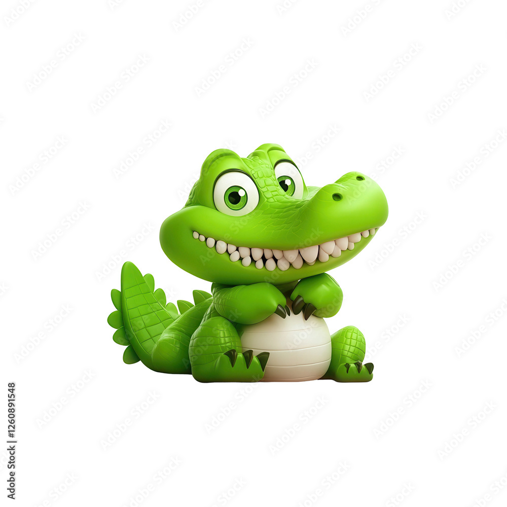Fototapeta premium Playful green alligator toy studio setting image with transparent background fun and whimsical vibes