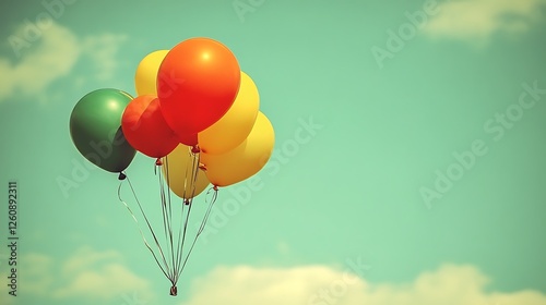Colorful Balloons Float Gently Against a Sky