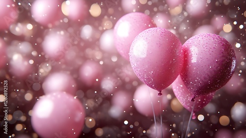 Pink Glitter Balloons Festive Background Image