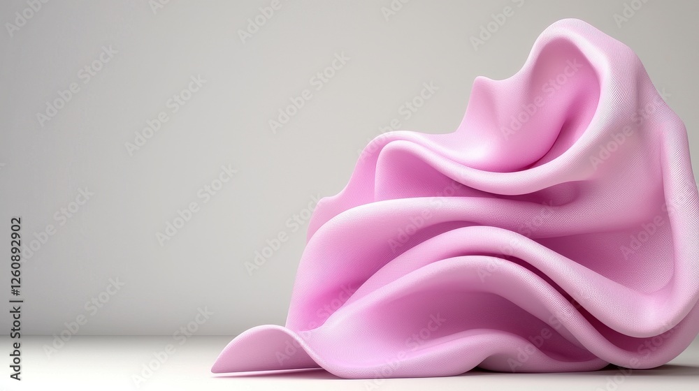 Abstract Pink Textile Form on Light Gray Background Abstract Pink Textile Form on Light Gray Background