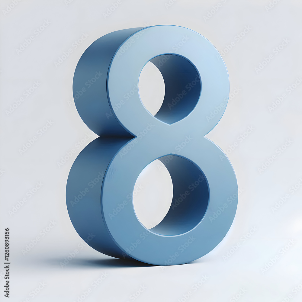 3d simple blue number 8 isolated white background 3d simple blue number 8 isolated white background