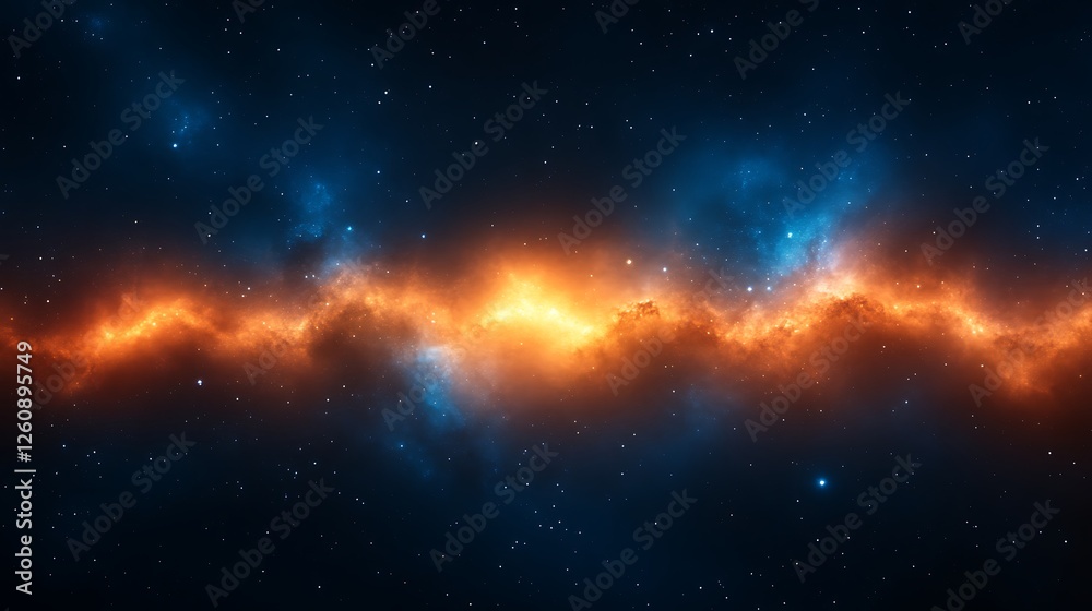 Celestial Nebula Swirling Orange And Blue Cosmic Dust Celestial Nebula Swirling Orange And Blue Cosmic Dust
