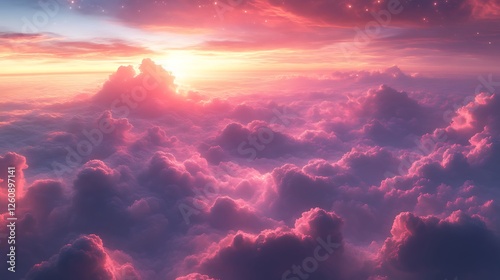 A breathtaking sunset viewed from above a sea of clouds