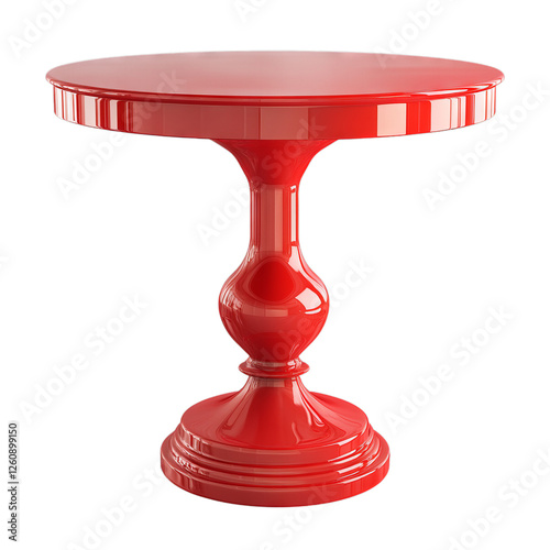 High-gloss red lacquer table. Isolated white background. PNG format