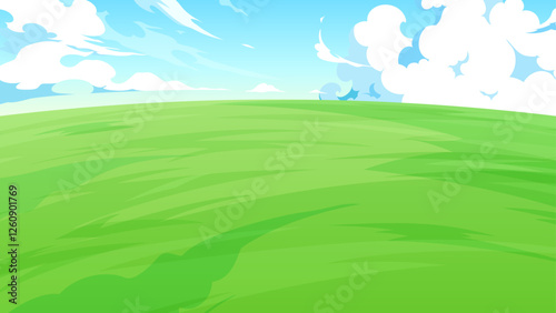 草原と空の風景の背景イラスト_16:9