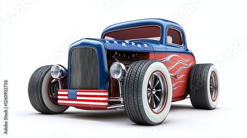 American Flag Hot Rod Car Illustration